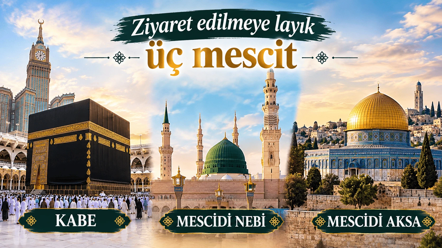 Ziyaret edilmeye layık üç mescit KABE - MESCİDİ NEBİ - MESCİDİ AKSA